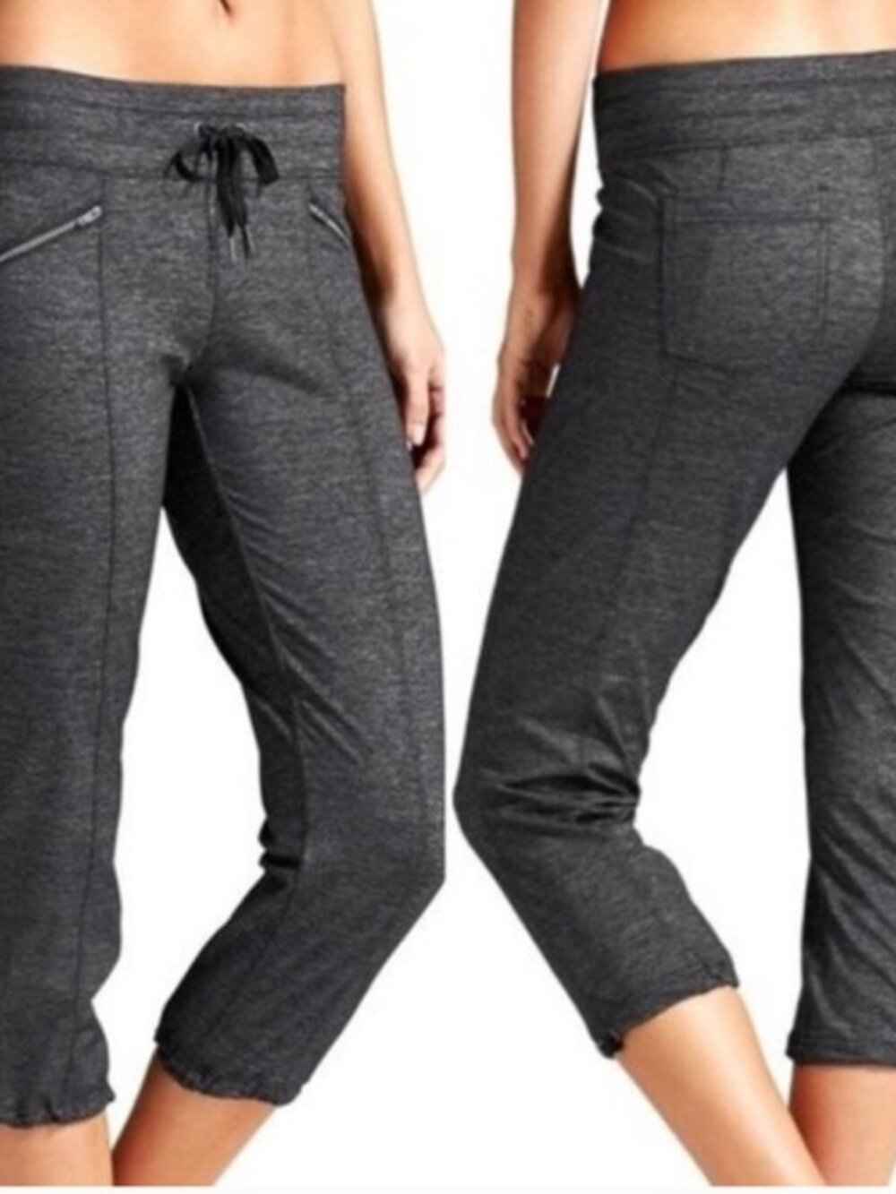 New Athleta Quest Metro Slouch Black Shimmer Capri Pants Size Small